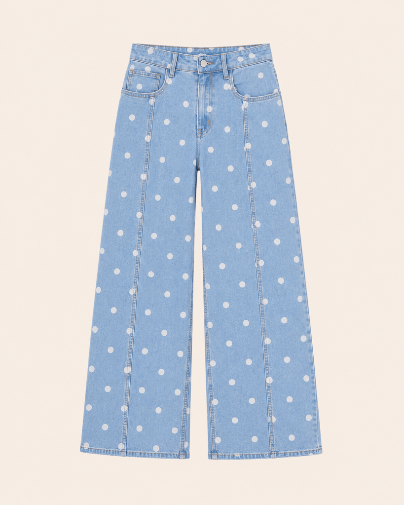 Polka Dot Front Seam Jeans