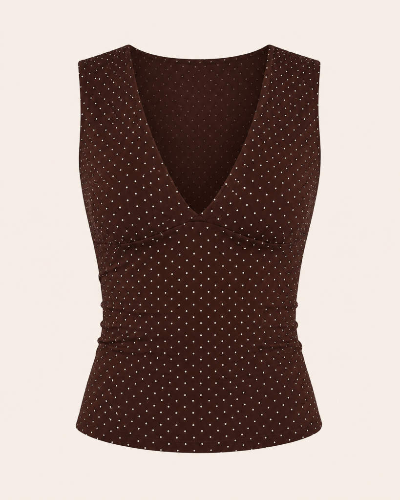 Brown V- Neck Top